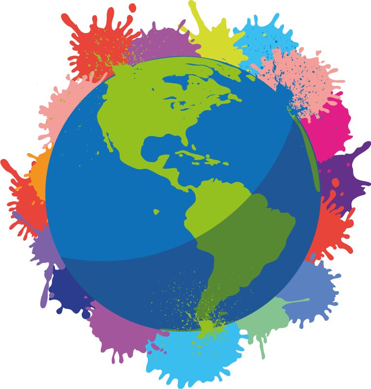 Map poster worldmap splash colors - TenStickers