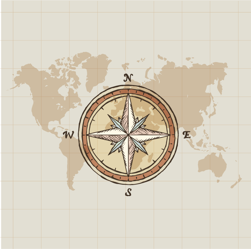 Map poster vintage cartography and compass - TenStickers