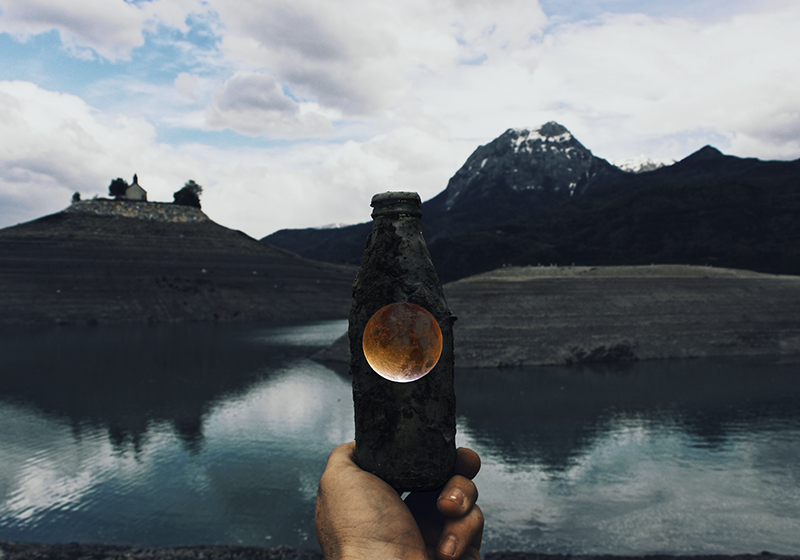 Landscape poster featuring aesthetic bottle light design - TenStickers