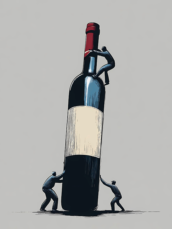 Abstract poster enjoying a bottle of wine - TenStickers