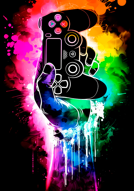 Video game poster gamer explosion artwork - TenStickers