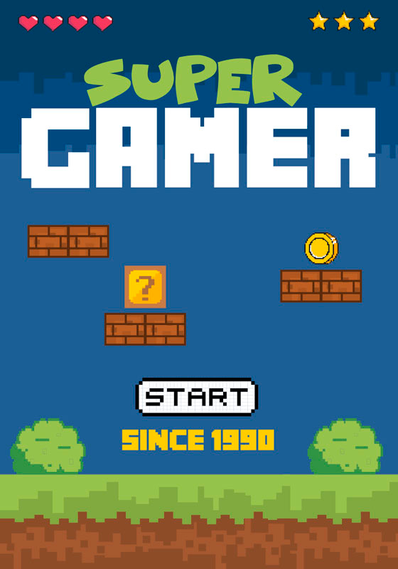 Video game poster super gamer vintage design - TenStickers