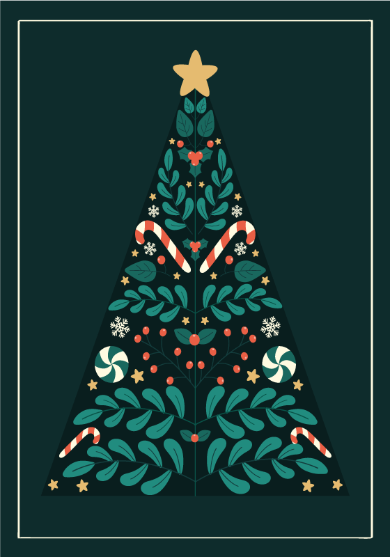 Christmas poster featuring christmas tree - TenStickers