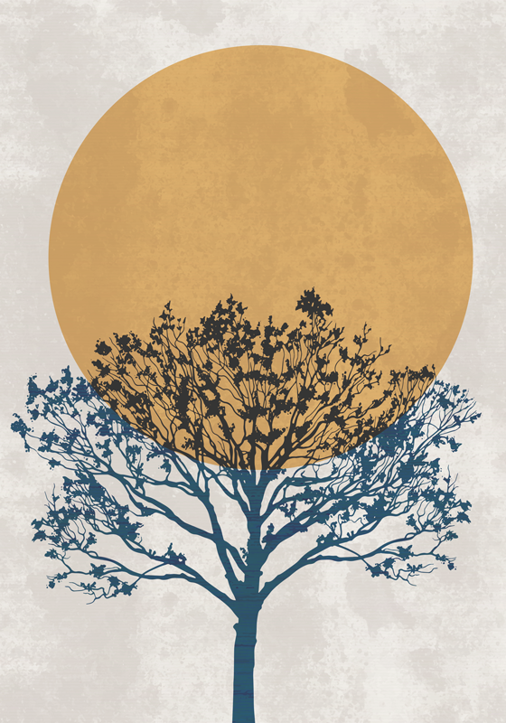 Art poster of tree at sunrise - TenStickers