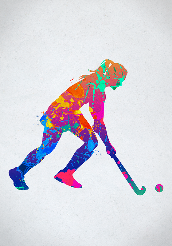 Woman field hockey player poster - TenStickers
