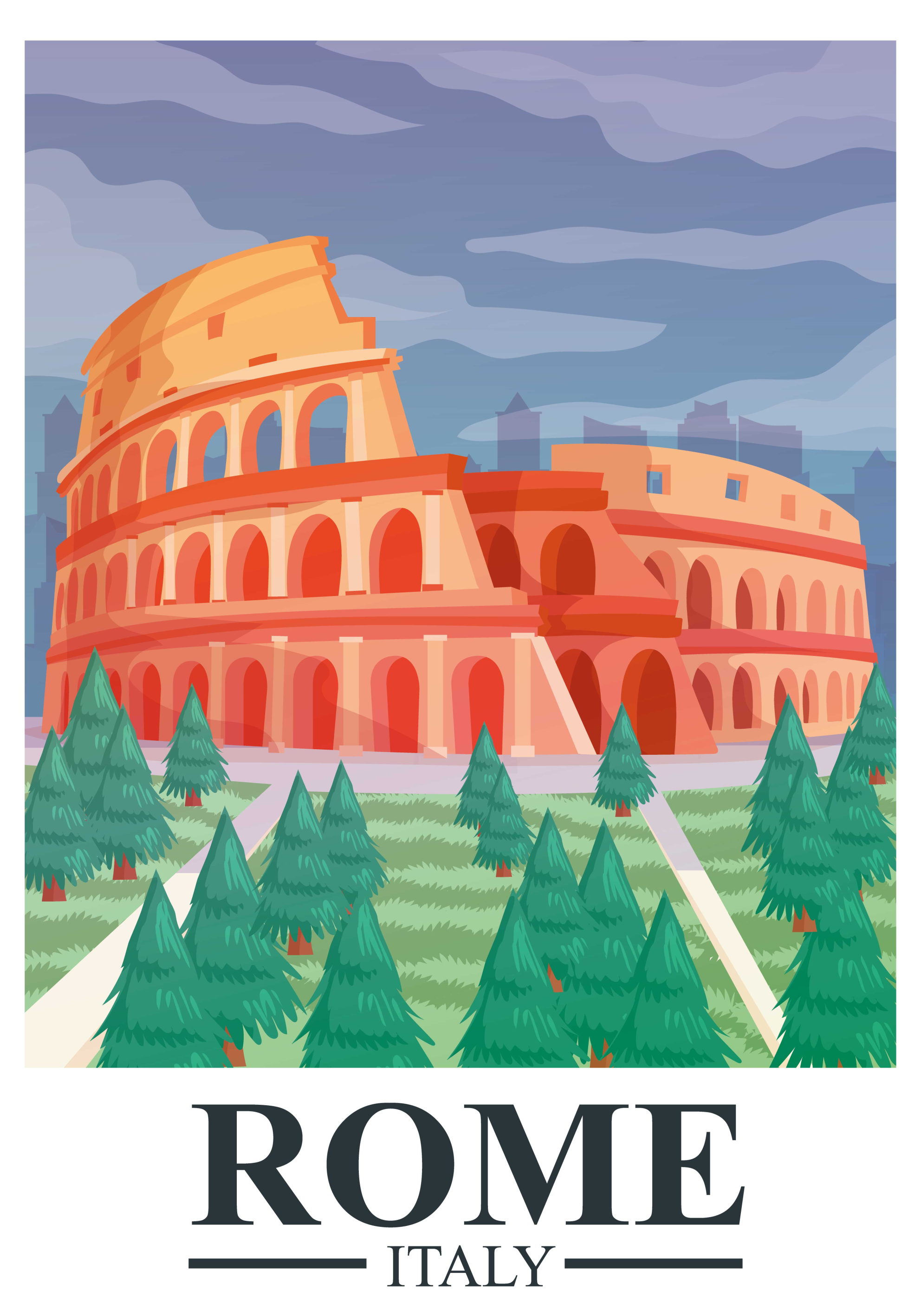 Italy Rome poster print design - TenStickers