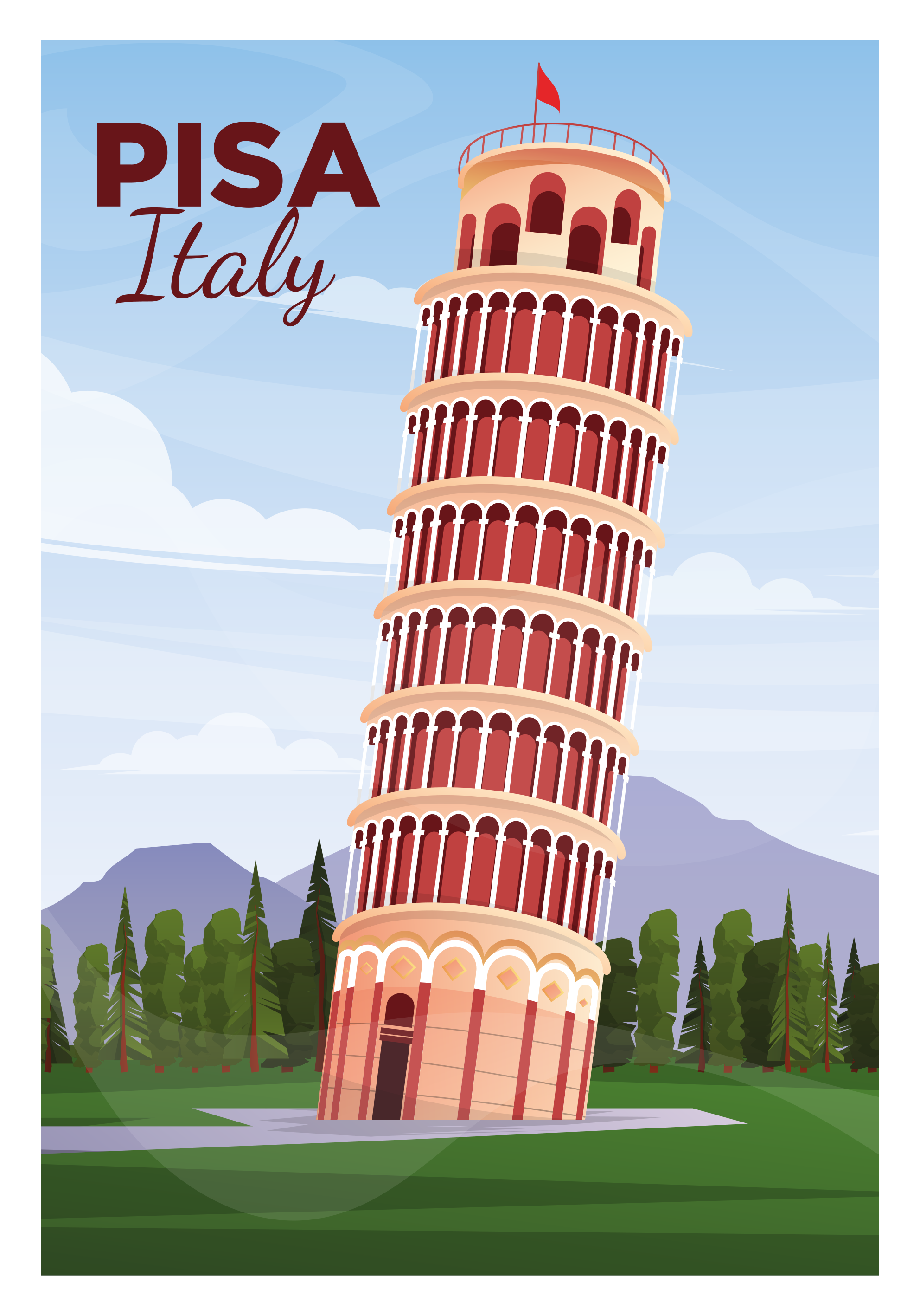 Italy Pisa tower poster print - TenStickers
