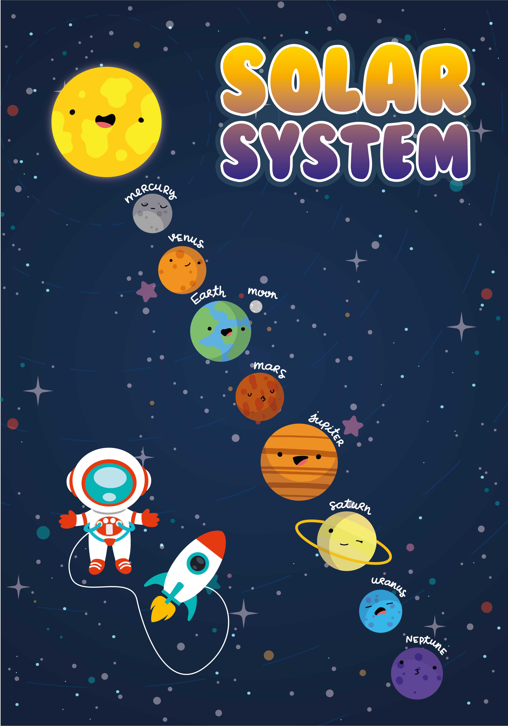 Solar System Illustration Poster - TenStickers
