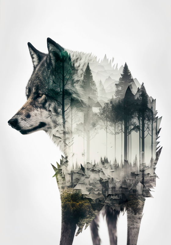 Wolf Double Exposure Poster - TenStickers