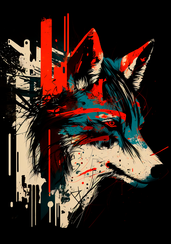 Abstract Wolf Wall Art Poster - TenStickers