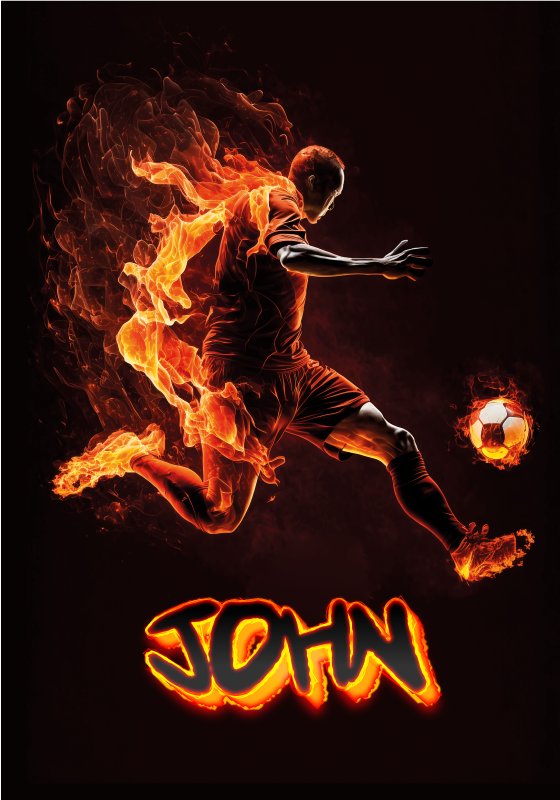 Soccer Player on Fire custom football poster - TenStickers