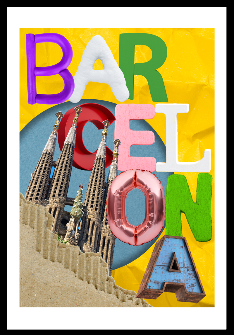 Barcelona Collage living room poster - TenStickers