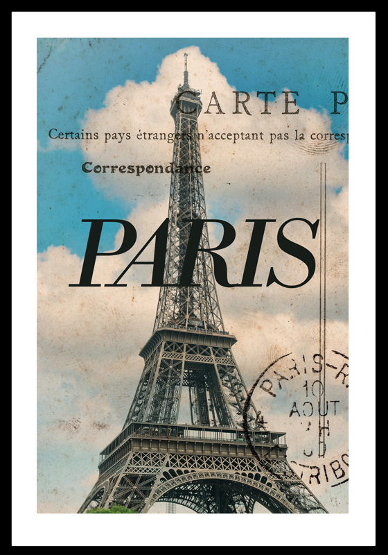 Paris postcard vintage poster - TenStickers