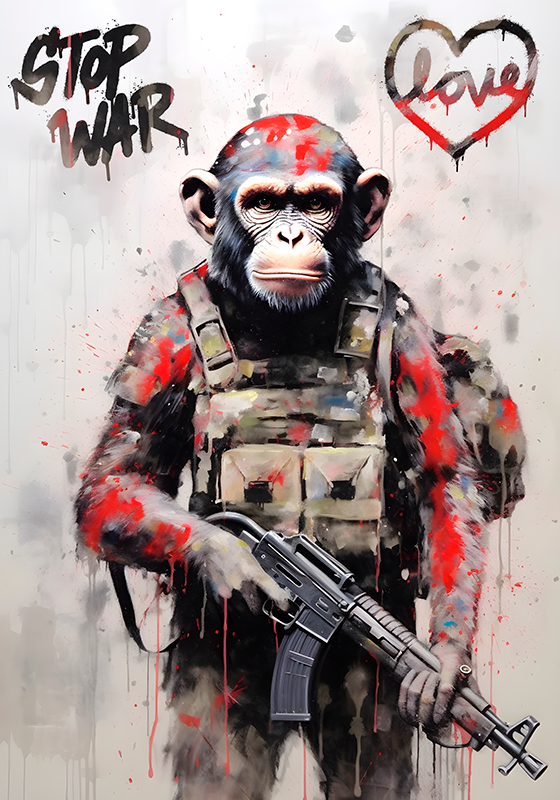 Soldier monkey wall art poster - TenStickers