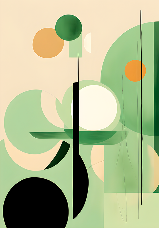 Green figures abstract poster print - TenStickers