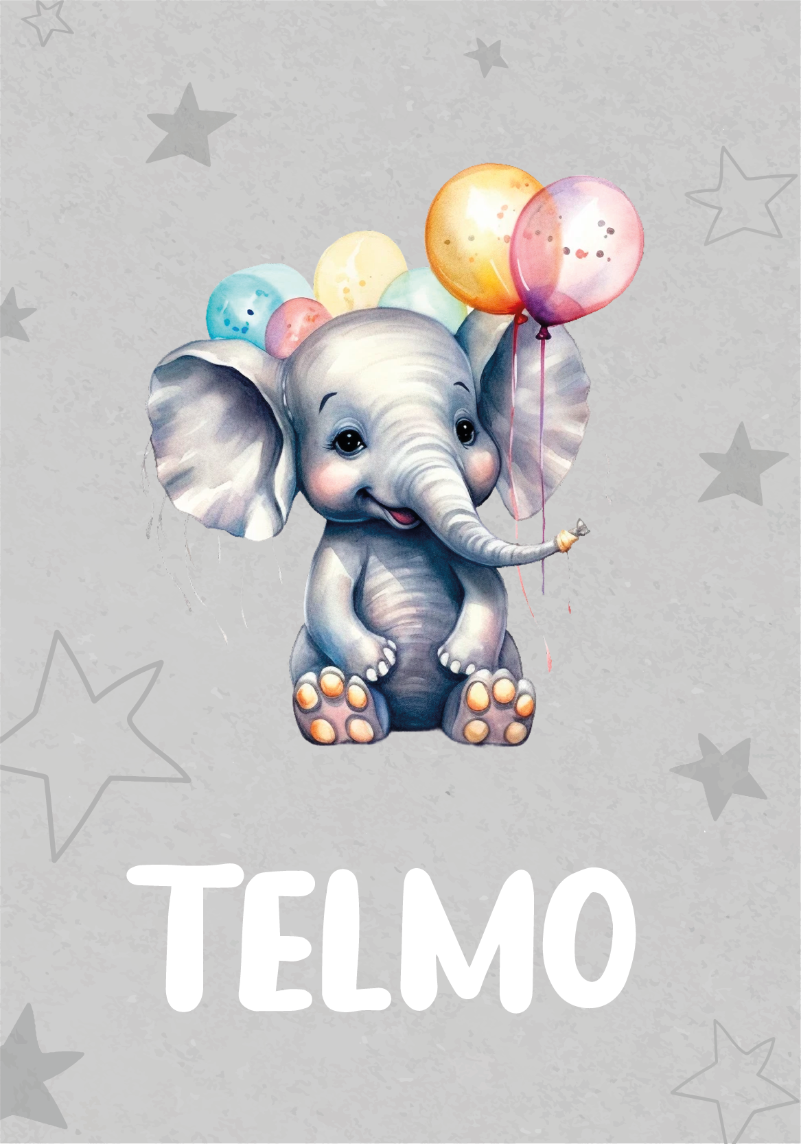 Baby elephant with balloons custom poster - TenStickers