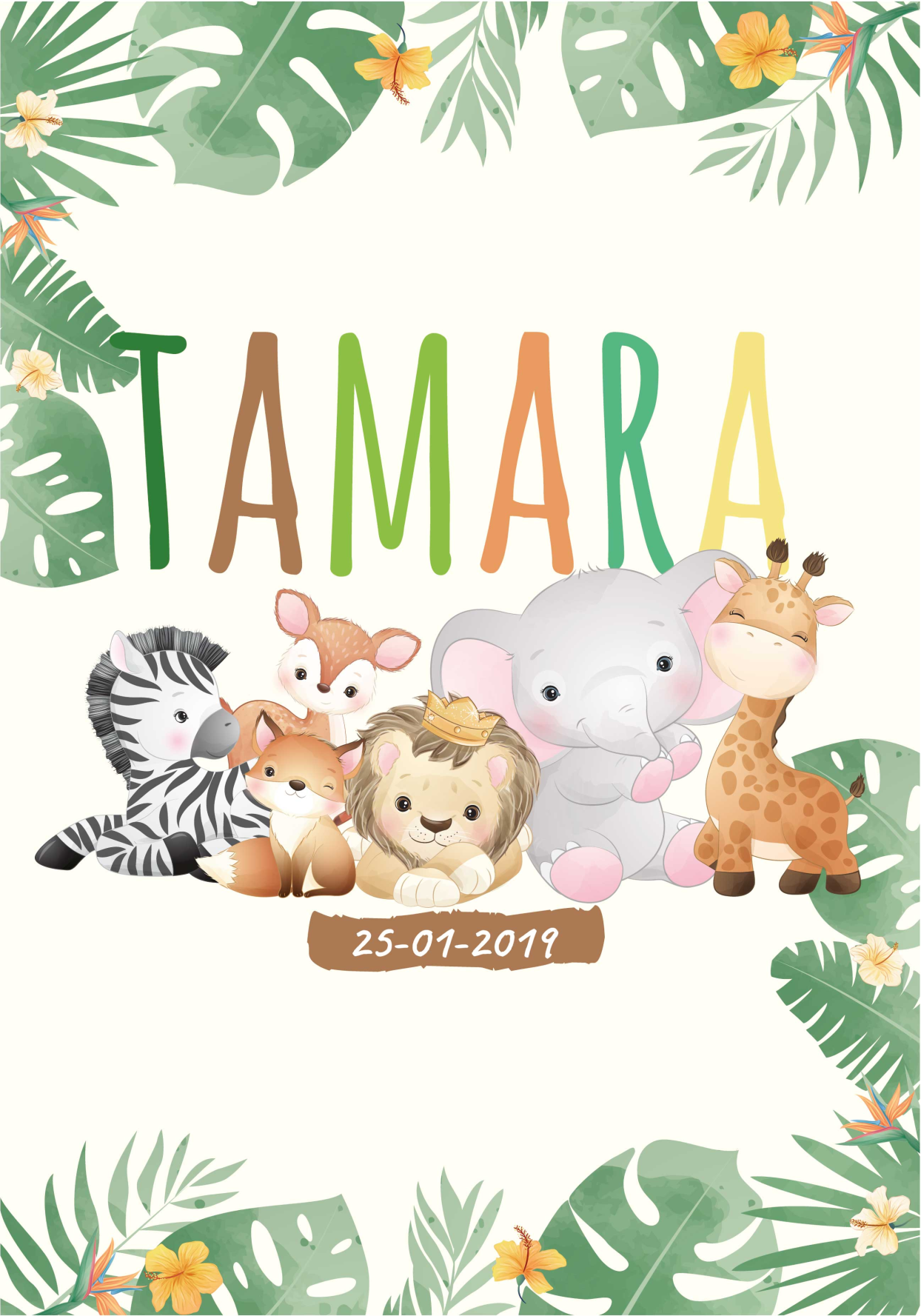Jungle Animals Customised Nursery Poster - TenStickers