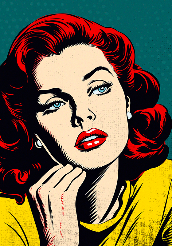classic beautiful woman pop art poster - TenStickers