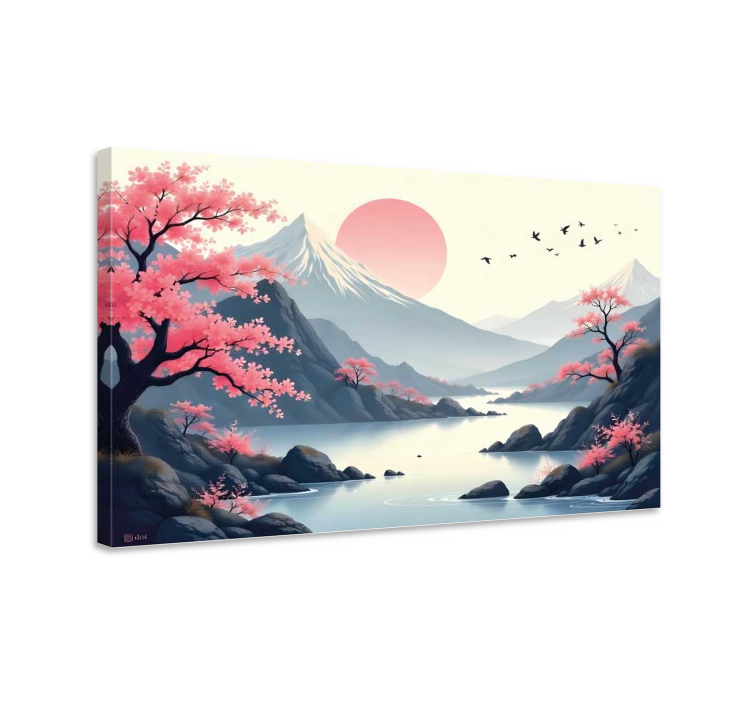 Japanese landscape art canvas - TenStickers