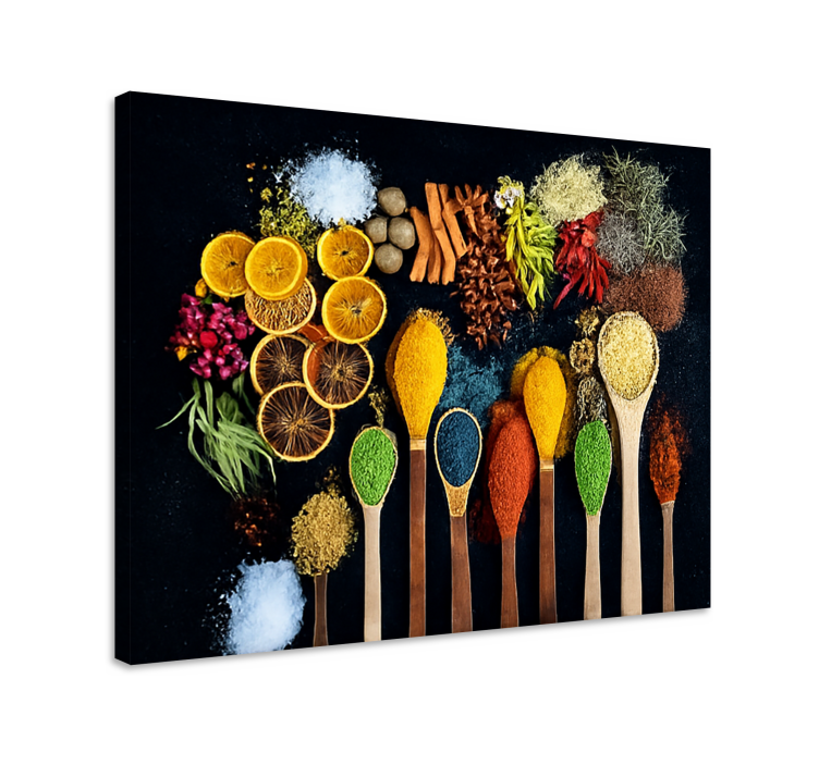 Wooden spoon with spices kitchen canvas print - TenStickers