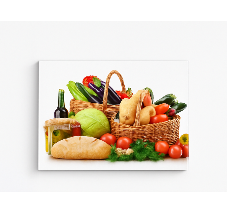 Vegetables in a basket kitchen canvas print - TenStickers