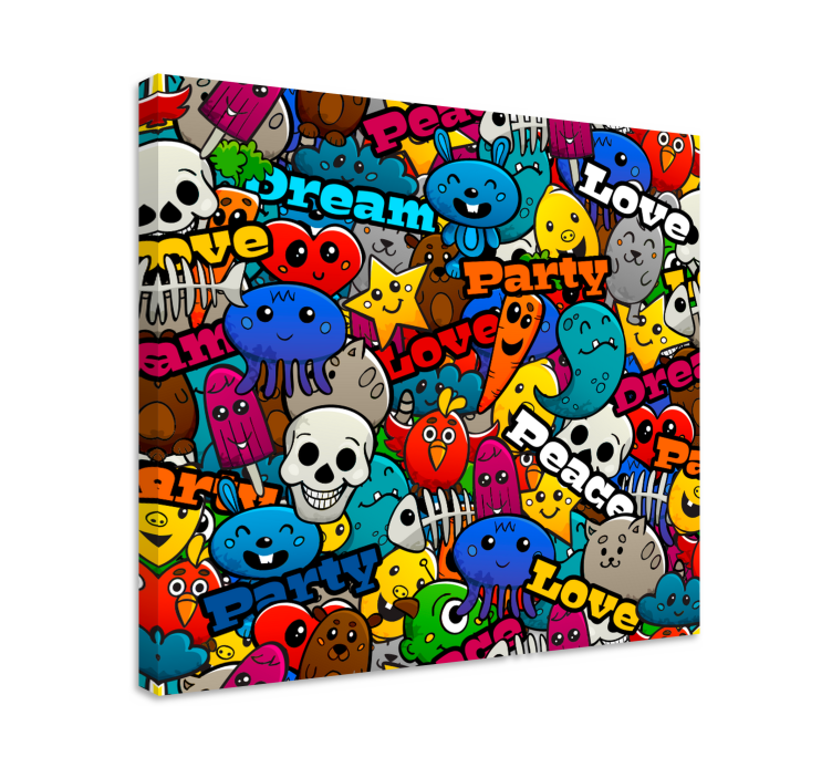 Funky Character Collage Canvas - TenStickers