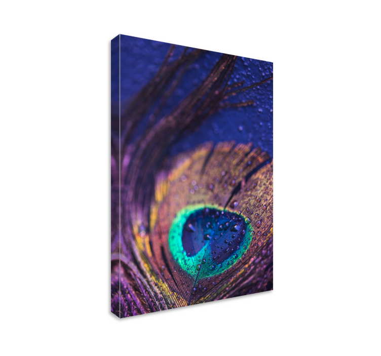 Flowers canvas with peacock feather detail - TenStickers