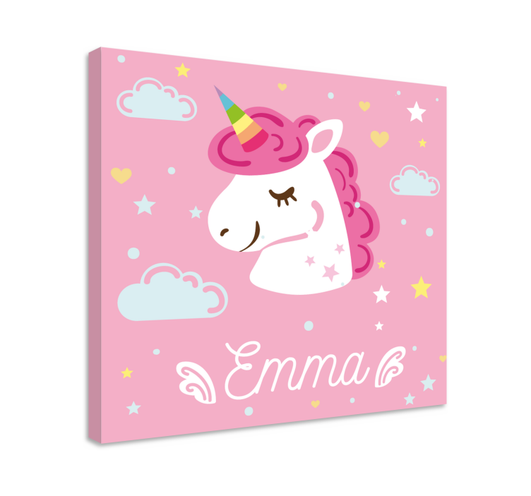 Pink unicorns with name unicorn wall print - TenStickers
