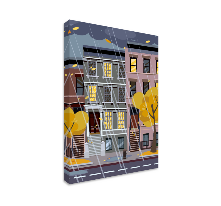 Cityscape wall art urban rainy landscape - TenStickers