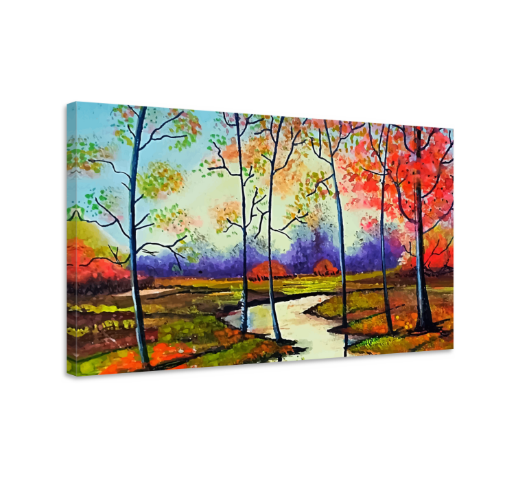 Landscape canvas autumn river scene - TenStickers