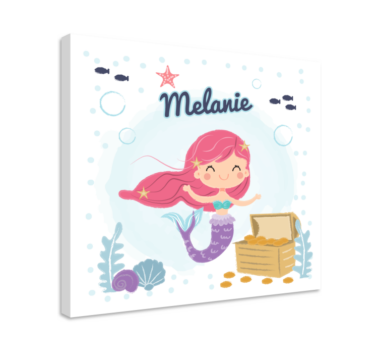 Nursery canvas mermaid treasure chest art print - TenStickers