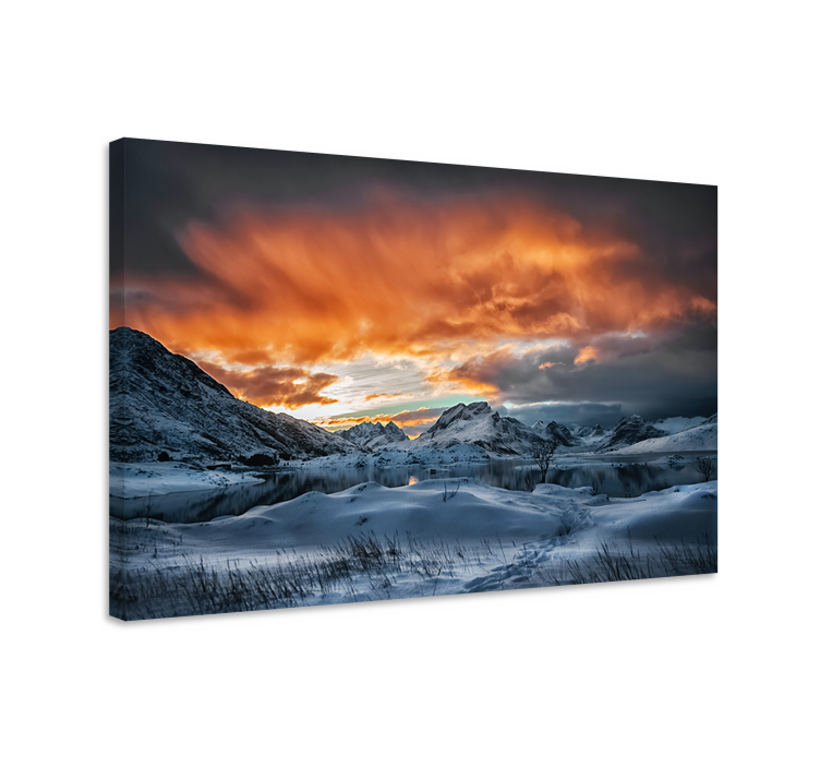 Landscape canvas snowy mountain sunset - TenStickers
