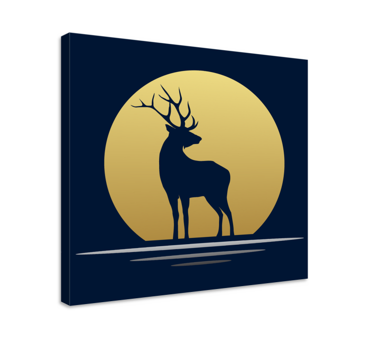 Stag canvas stag silhouette moon - TenStickers