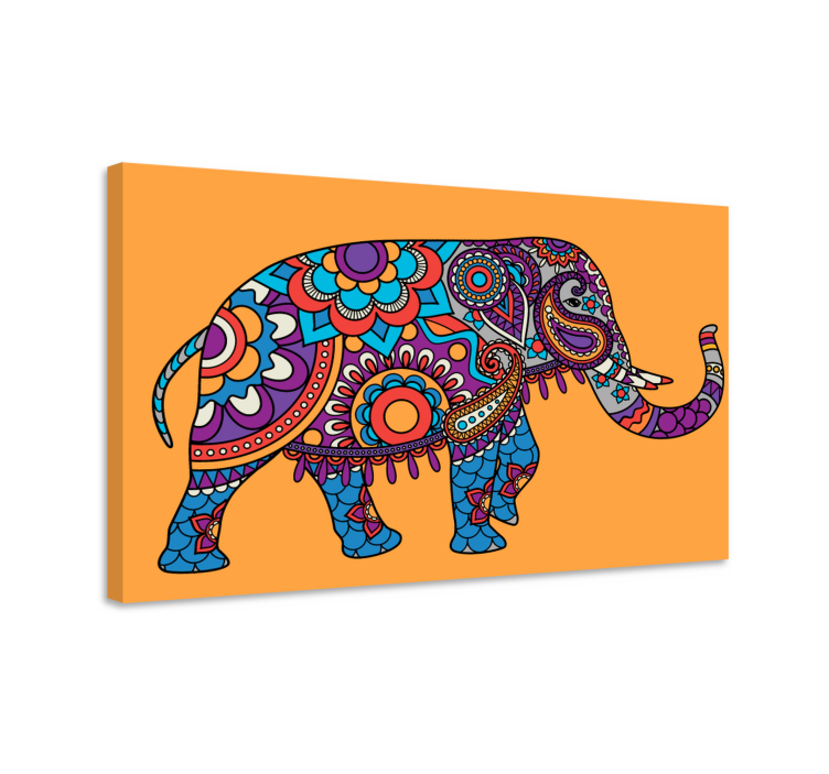 Multicolored mandala elephants walking canvas - TenStickers