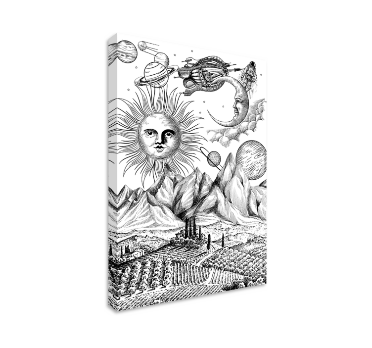 Sun and planet abstract wall art - TenStickers