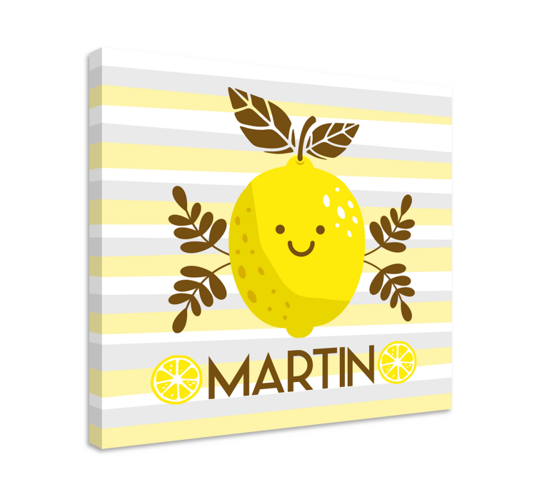 Fruit canvas wall art smiling lemon design - TenStickers
