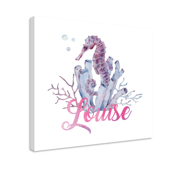 Nautical canvas art seahorse and coral design - TenStickers