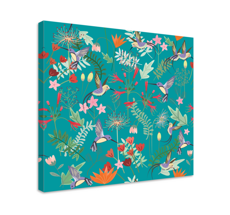 Floral Hummingbird Delight Flowers  canvas - TenStickers
