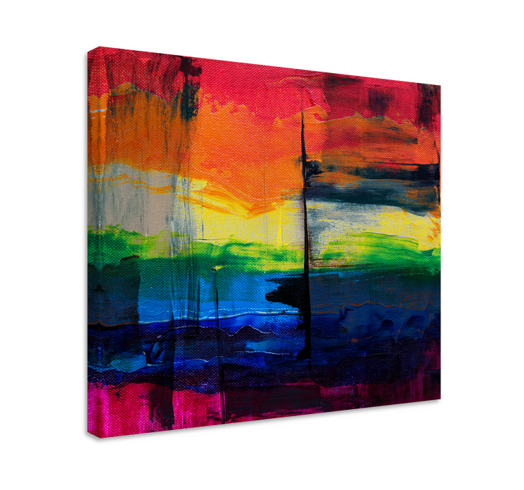 Abstract wall art in bright color stripes - TenStickers