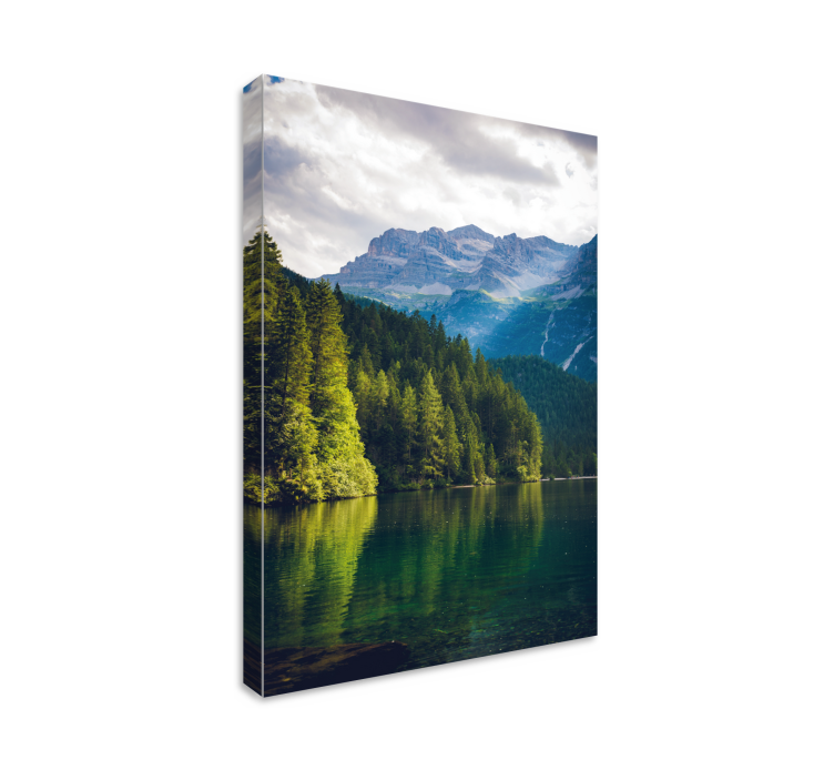 Mountain reflection tranquility landscape canvas - TenStickers