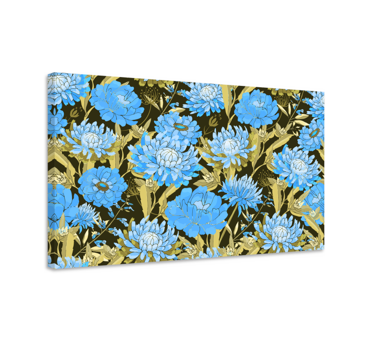 Flowers canvas blue floral design - TenStickers