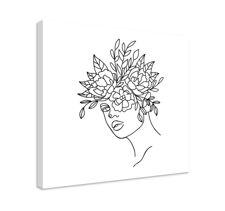 Flowers canvas floral face silhouette - TenStickers
