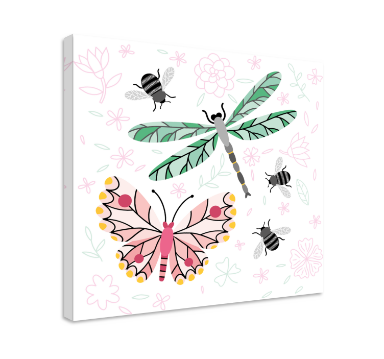 Butterfly canvas insects and flowers - TenStickers