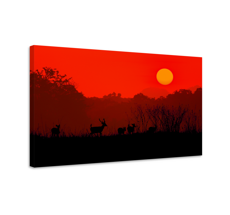 Stag canvas silhouette at sunset - TenStickers