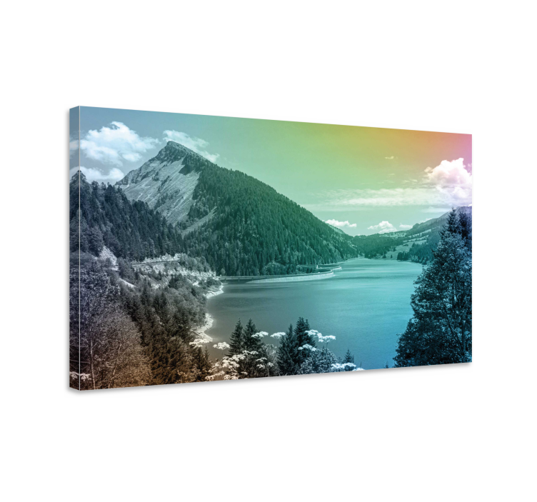 Landscape canvas mountainous lake view - TenStickers