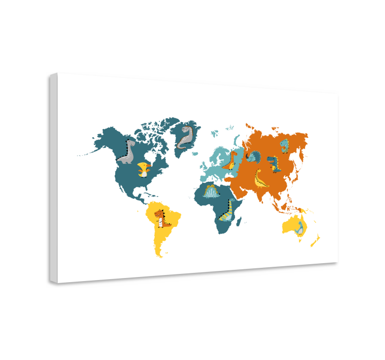 World map wall art interactive animal map - TenStickers