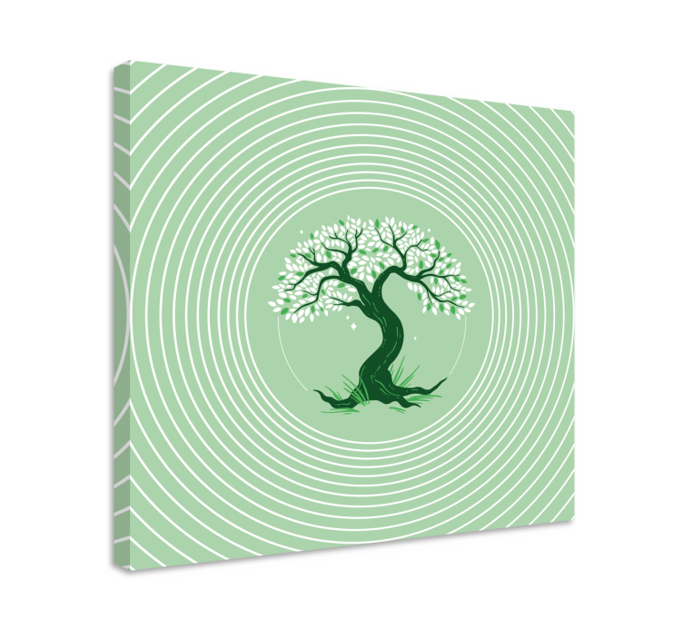 Tree canvas wall art twisted green tree - TenStickers