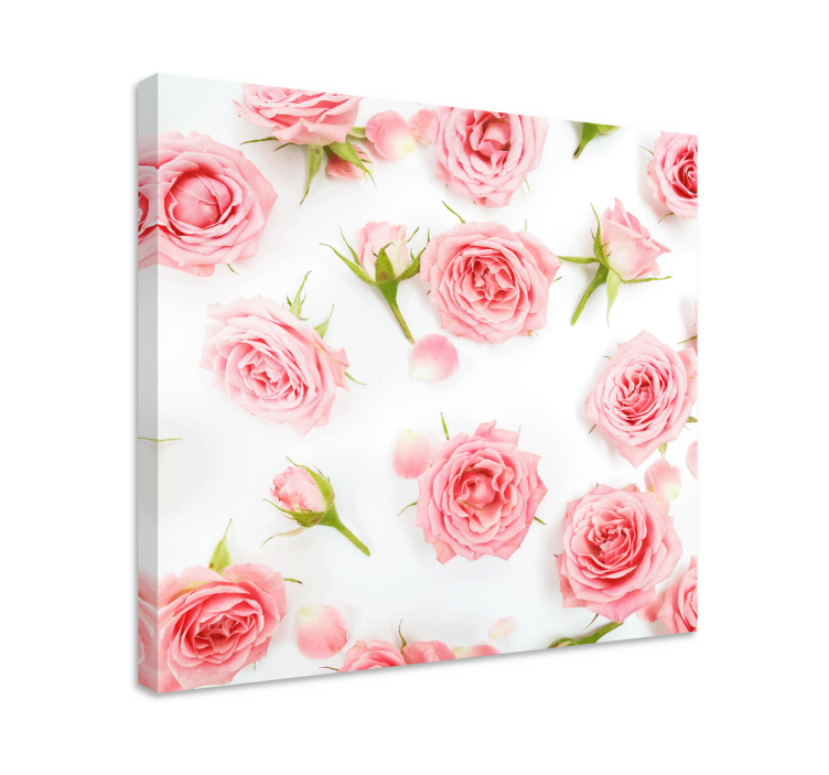 Flowers canvas pink roses bouquet - TenStickers