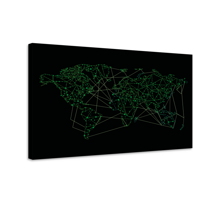 World map wall art network connectivity design - TenStickers