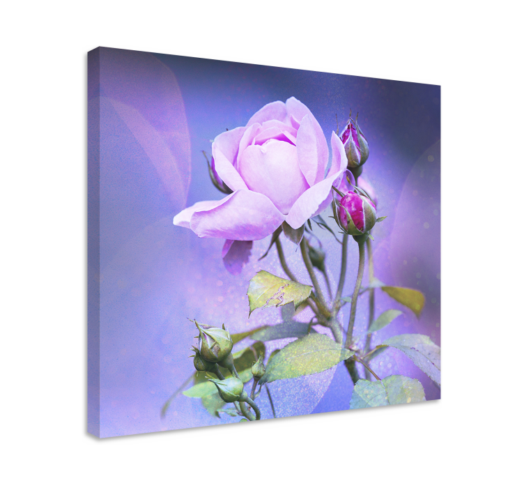 Flowers canvas pink blooming rose artwork - TenStickers